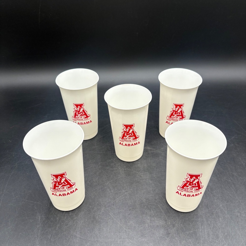 5 Alabama Crimson Tide Stadium Old Logo Set Plastic Tumblers Sippy Cups